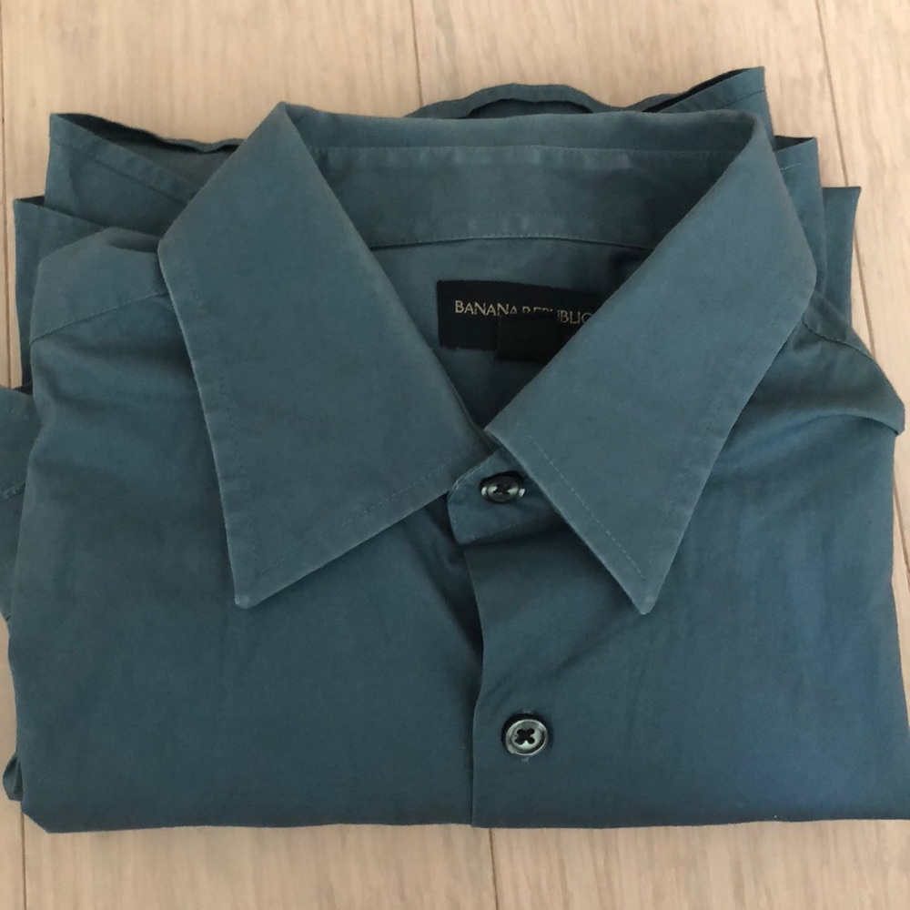 Banana Republic M 15-15.5 Blue Button Dress Shirt
